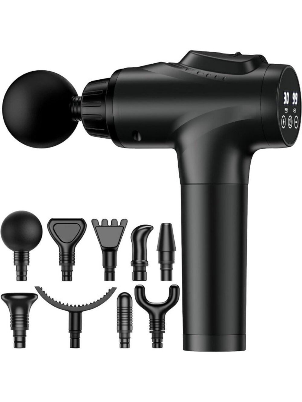 Handheld Deep Tissue Massage Gun for Athletes | 30 Speed Levels & 9 Attachments